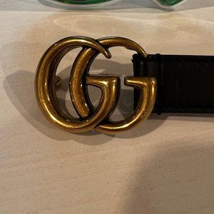 GUCCI LEATHER BELT WITH DOUBLE G BUCKLE / GUCCI SIZE 90 US SIZE 28 (8)